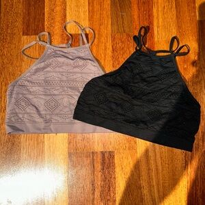 Women's Black and Gray Lace Bralette Set